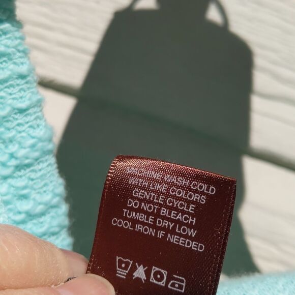 MULTIPLES Mint Green Hoodie Zip Jacket Kangaroo Pocket Fringe Medium - Picture 4 of 8